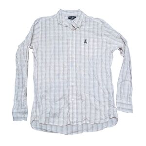 Psycho Bunny Men's Plaid Pima Cotton Button Down Shirt Medium